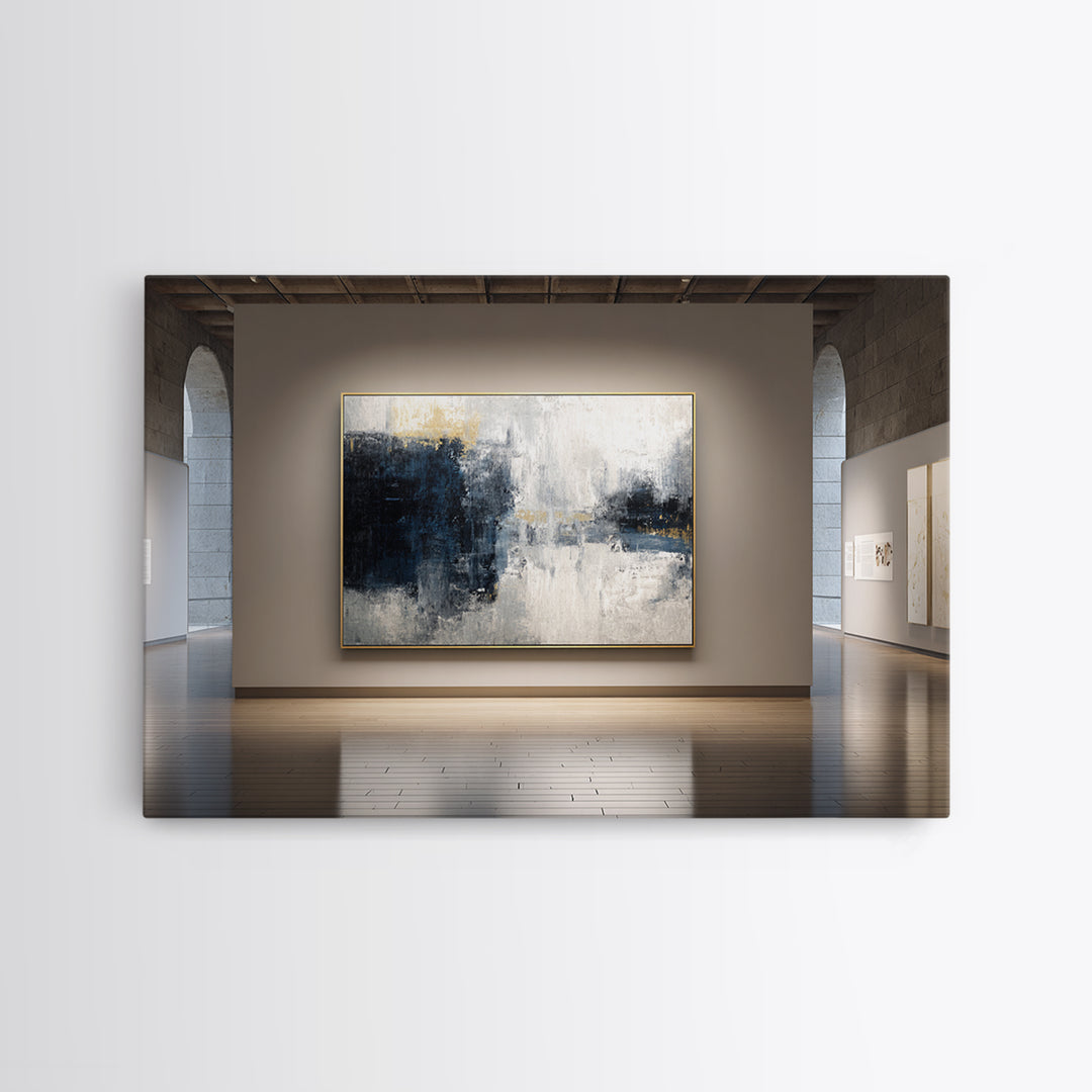 Abstract Navy and Gold Composition for Authority Framed Canvas Print, Law Office Art, Law School, Office Decor, Abstract Art, LOA-3x2-80