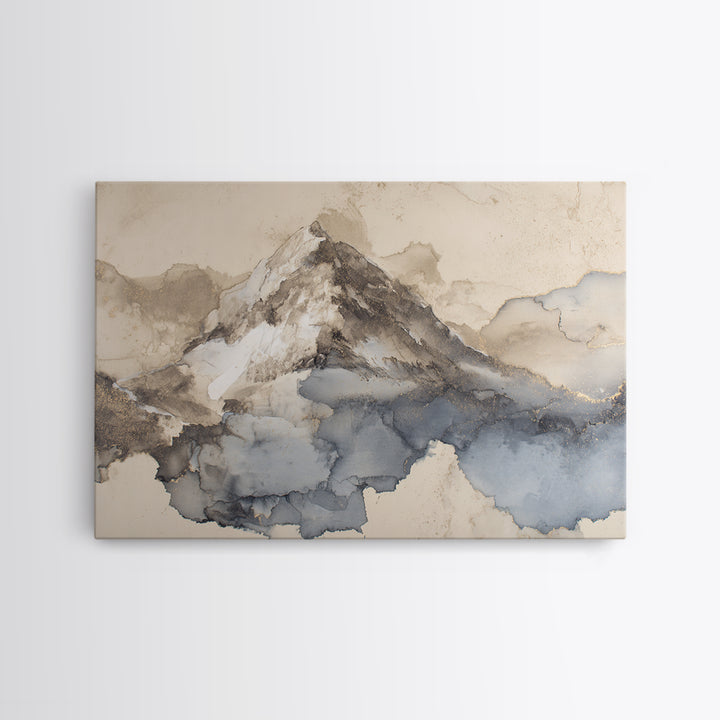 Ink Wash Mountain Symbolizing Stability Framed Canvas Print, Law Office Art, Washington Dc Art, Office Decor, Fine Art, Counsel, LOA-3x2-96