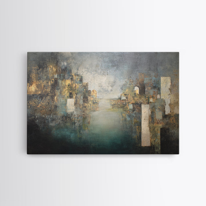 Deep Green and Walnut Toned Abstract Framed Canvas Print, Law Office Art, Butterfly Art, Office Decor, Abstract Art, Counsel, LOA-3x2-97
