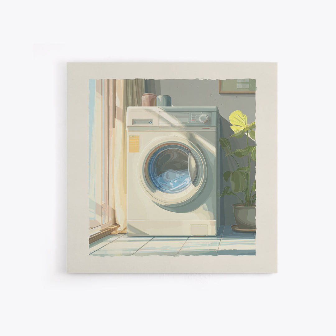 Washing Machine Icon Graphic Without Text Canvas Print, Laundry Room Art, Custom Wall Art, Living Room Decor, Fine Art, Clean, LRA-1x1-10