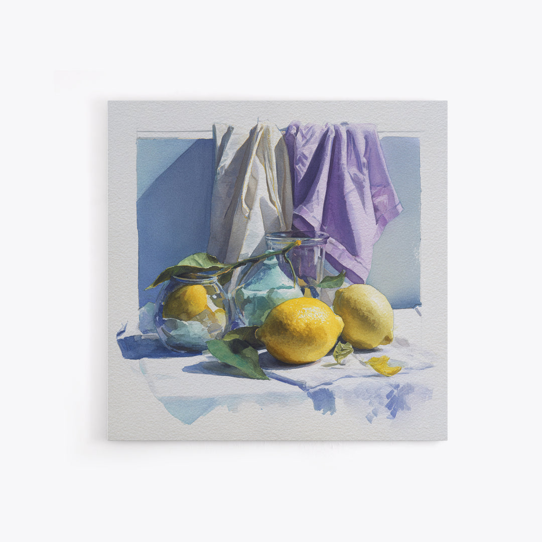 Lemon and Clean Linen Still Life Canvas Print, Laundry Room Art, Printable Art, Living Room Decor, Clean, Whimsical Art, LRA-1x1-3