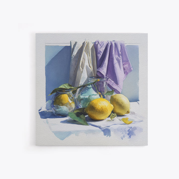 Lemon and Clean Linen Still Life Canvas Print, Laundry Room Art, Printable Art, Living Room Decor, Clean, Whimsical Art, LRA-1x1-3