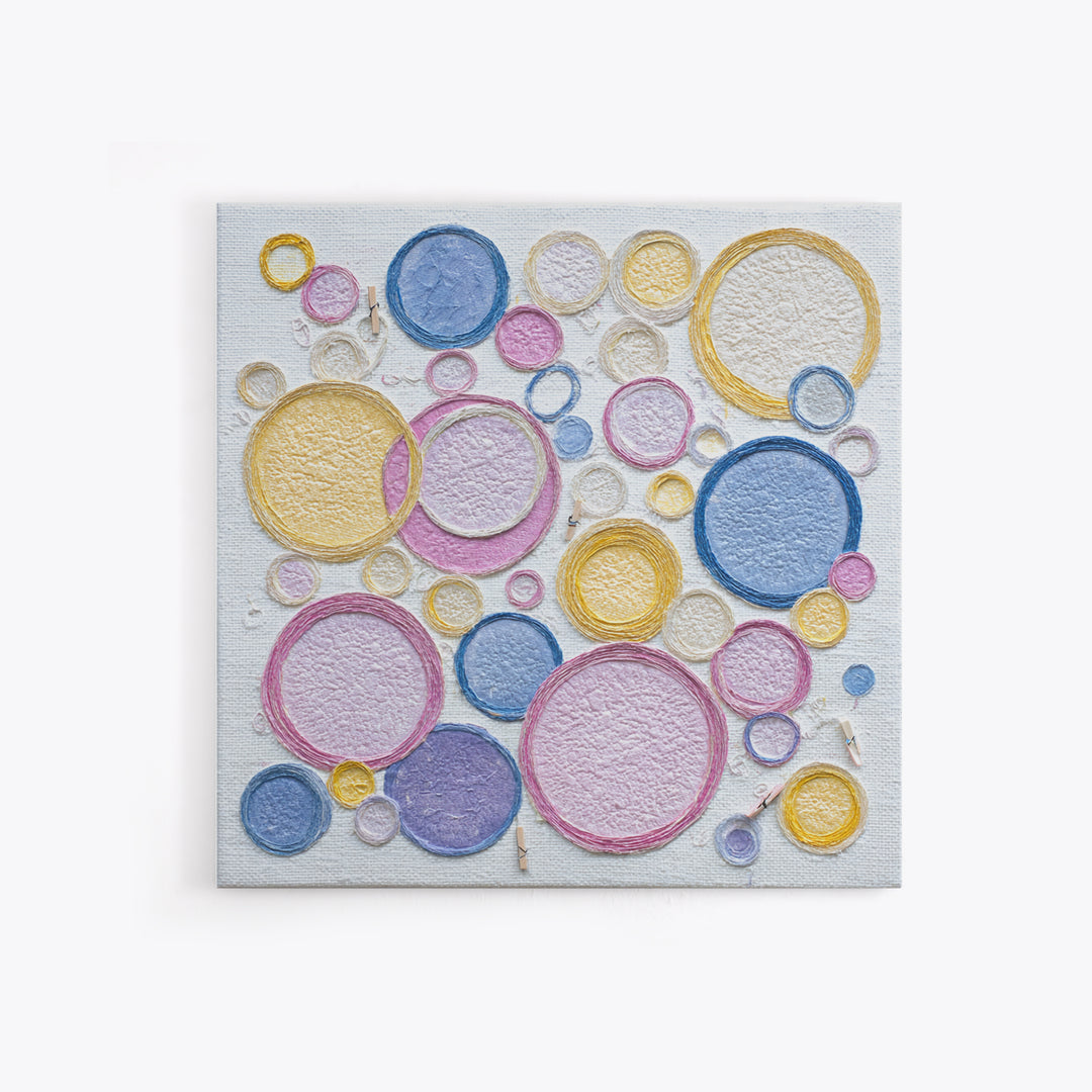 Soap Bubbles Rendered as Playful Abstract Circles Canvas Print, Laundry Room Art, Gallery Wall Prints, Living Room Decor, Clean, LRA-1x1-30