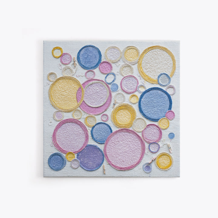 Soap Bubbles Rendered as Playful Abstract Circles Canvas Print, Laundry Room Art, Gallery Wall Prints, Living Room Decor, Clean, LRA-1x1-30
