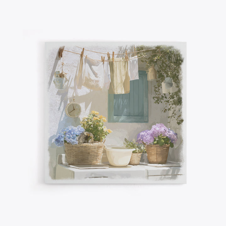 Farmhouse Laundry Sign Ornament Without Words Canvas Print, Laundry Room Art, Minimalist Wall Art, Living Room Decor, Clean, LRA-1x1-43