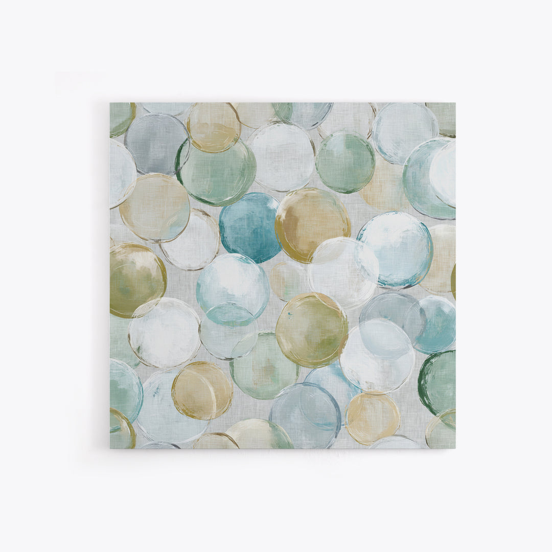 Soap Bubbles Rendered as Playful Abstract Circles Canvas Print, Laundry Room Art, Gallery Wall Prints, Living Room Decor, Clean, LRA-1x1-54