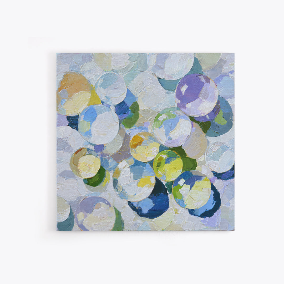 Soap Bubbles Rendered as Playful Abstract Circles Canvas Print, Laundry Room Art, Minimalist Wall Art, Living Room Decor, Clean, LRA-1x1-6