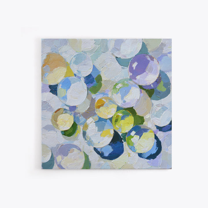 Soap Bubbles Rendered as Playful Abstract Circles Canvas Print, Laundry Room Art, Minimalist Wall Art, Living Room Decor, Clean, LRA-1x1-6