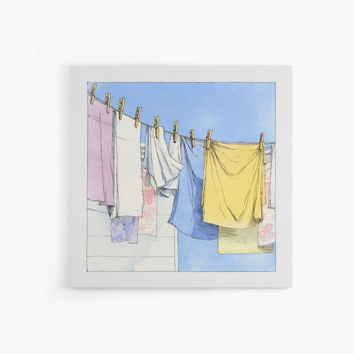 Simple Line Drawing of Hanging Laundry Canvas Print, Laundry Room Art, Farmhouse Wall Decor, Living Room Decor, Clean, LRA-1x1-64