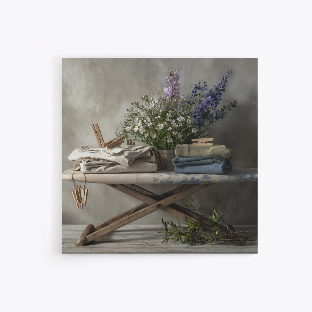 Ironing Board Still Life Framed Canvas Print, Laundry Room Art, Gallery Wall Prints, Living Room Decor, Fine Art, Clean, LRA-1x1-72