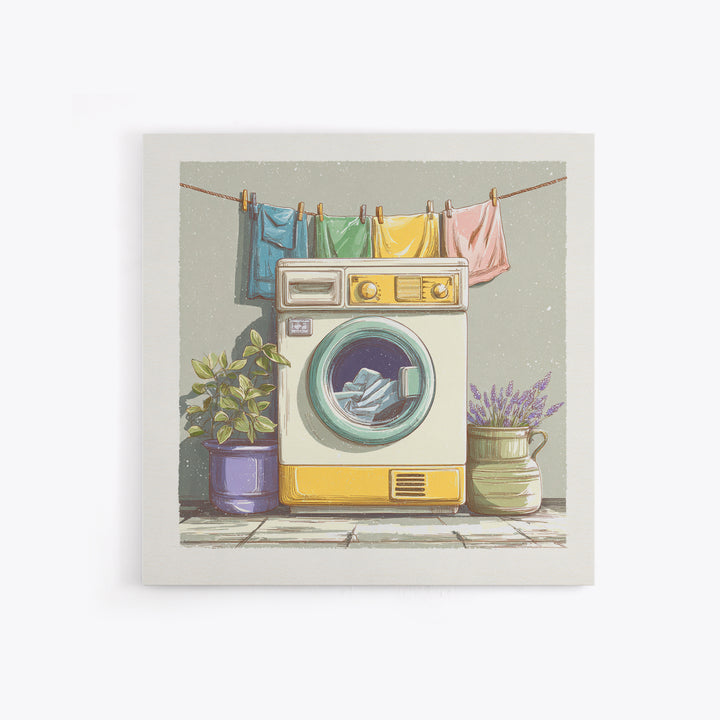 Washing Machine Icon Graphic Without Text Canvas Print, Laundry Room Art, Neutral Decor, Living Room Decor, Oil Painting, Clean, LRA-1x1-82