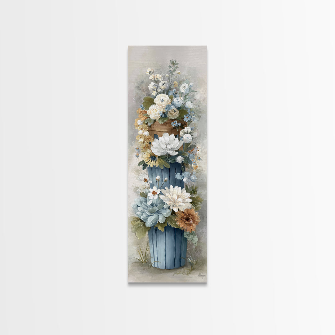 Blue Laundry Basket Canvas Print, Laundry Room Art, Room Decor, Living Room Decor, Fine Art, Clean, New Home Gift, LRA-1x3-17