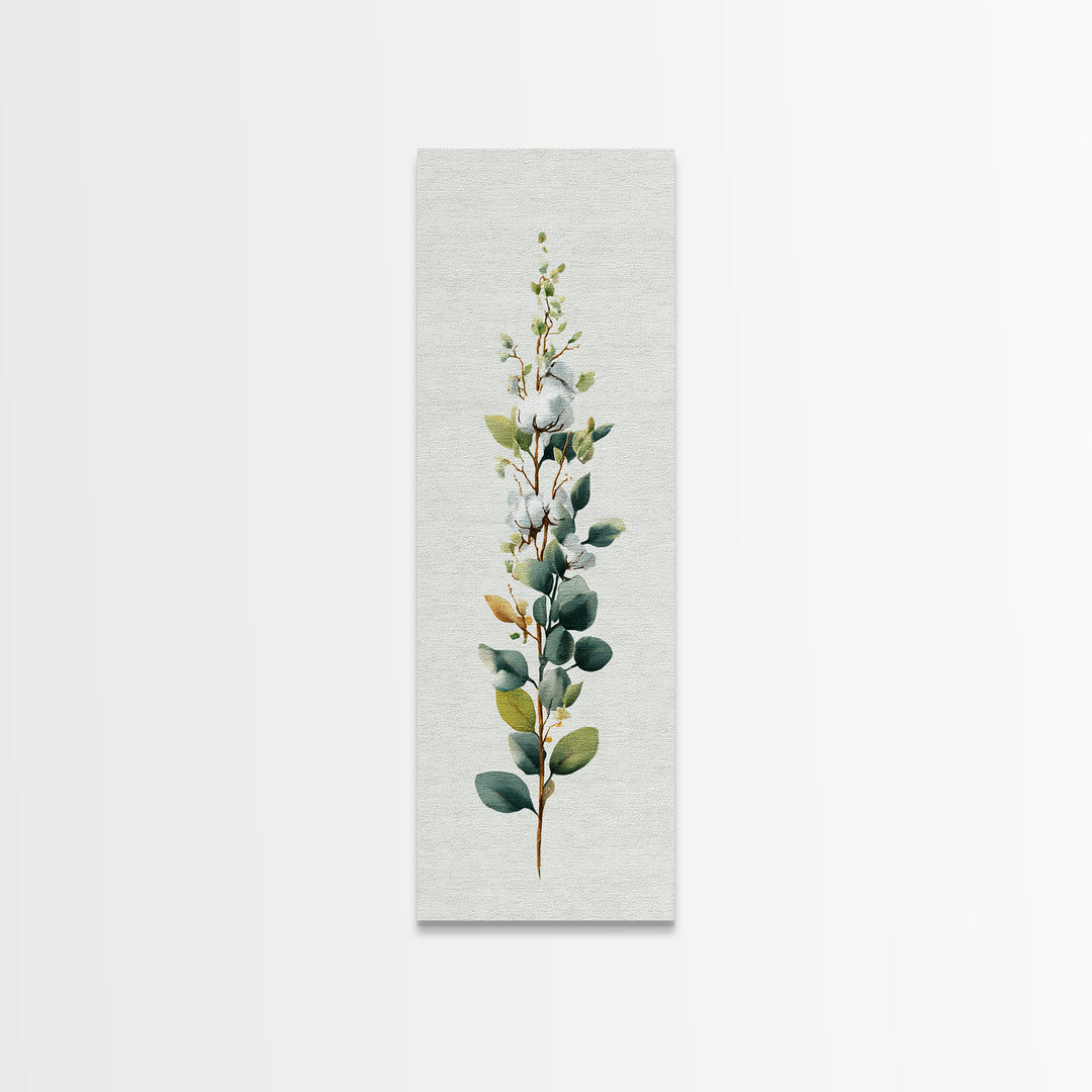 Sunlit White Towels and Eucalyptus Branch Canvas Print, Laundry Room Art, Digital Art, Living Room Decor, Watercolor Art, Clean, LRA-1x3-23