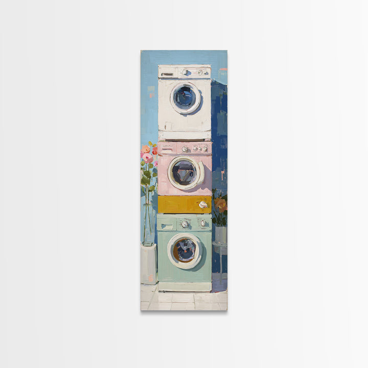 Washing Machine Icon Graphic Without Text Framed Canvas Print, Laundry Room Art, Apartment Wall Art, Living Room Decor, Clean, LRA-1x3-46