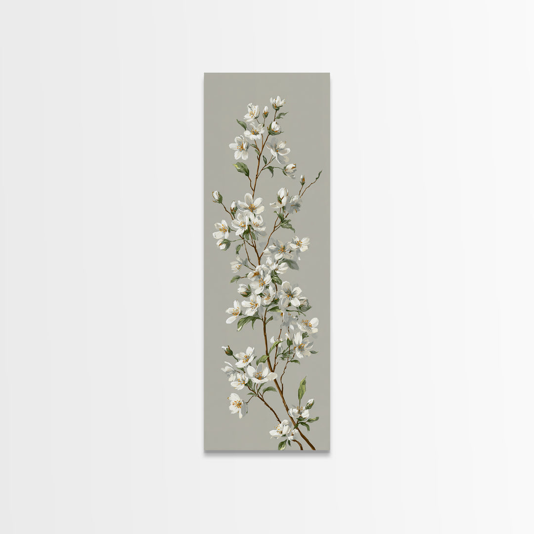 Fresh Cotton Branch Botanical Study Canvas Print, Laundry Room Art, Minimalist Wall Art, Living Room Decor, Fine Art, Clean, LRA-1x3-67