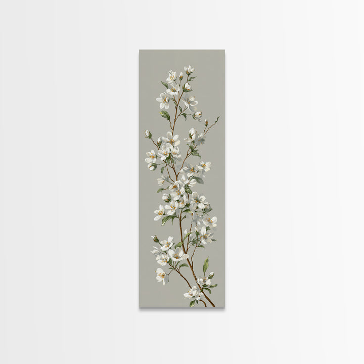 Fresh Cotton Branch Botanical Study Canvas Print, Laundry Room Art, Minimalist Wall Art, Living Room Decor, Fine Art, Clean, LRA-1x3-67
