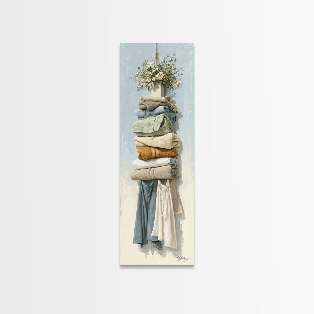 Farmhouse Laundry Sign Ornament Without Words Canvas Print, Laundry Room Art, Contemporary Art, Living Room Decor, Clean, LRA-1x3-7
