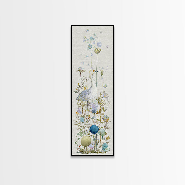 Duck and Bubbles Whimsical Watercolor Framed Canvas Print, Laundry Room Art, Farmhouse Wall Art, Living Room Decor, Clean, LRA-1x3-75