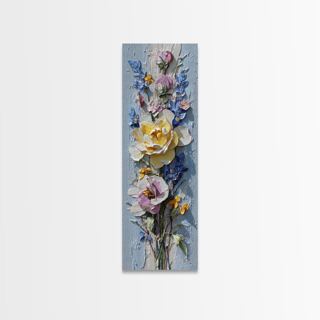 Clothespin Bouquet in Folk Art Style Framed Canvas Print, Laundry Room Art, Statement Artwork, Living Room Decor, Clean, LRA-1x3-8