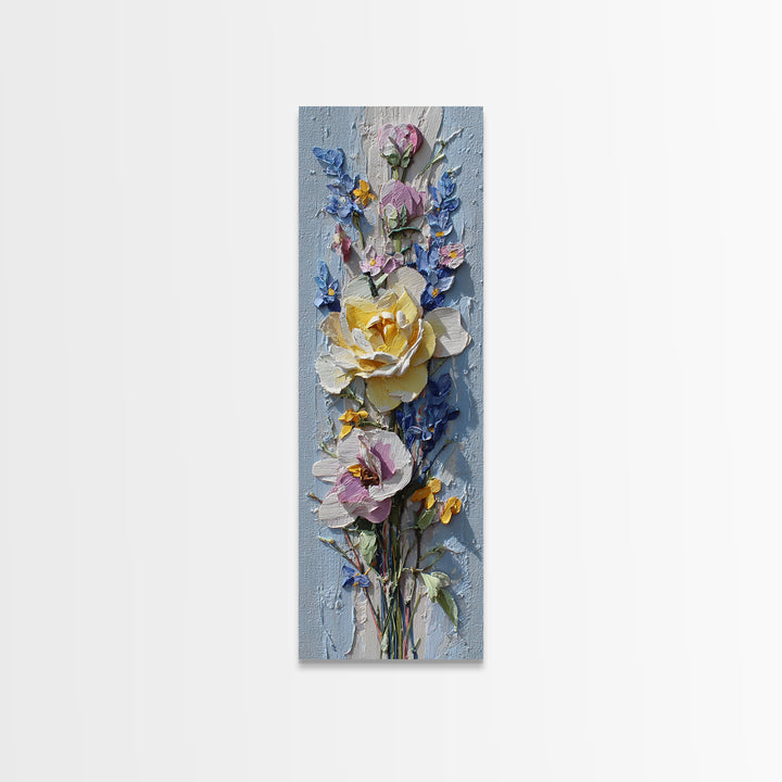 Clothespin Bouquet in Folk Art Style Framed Canvas Print, Laundry Room Art, Statement Artwork, Living Room Decor, Clean, LRA-1x3-8