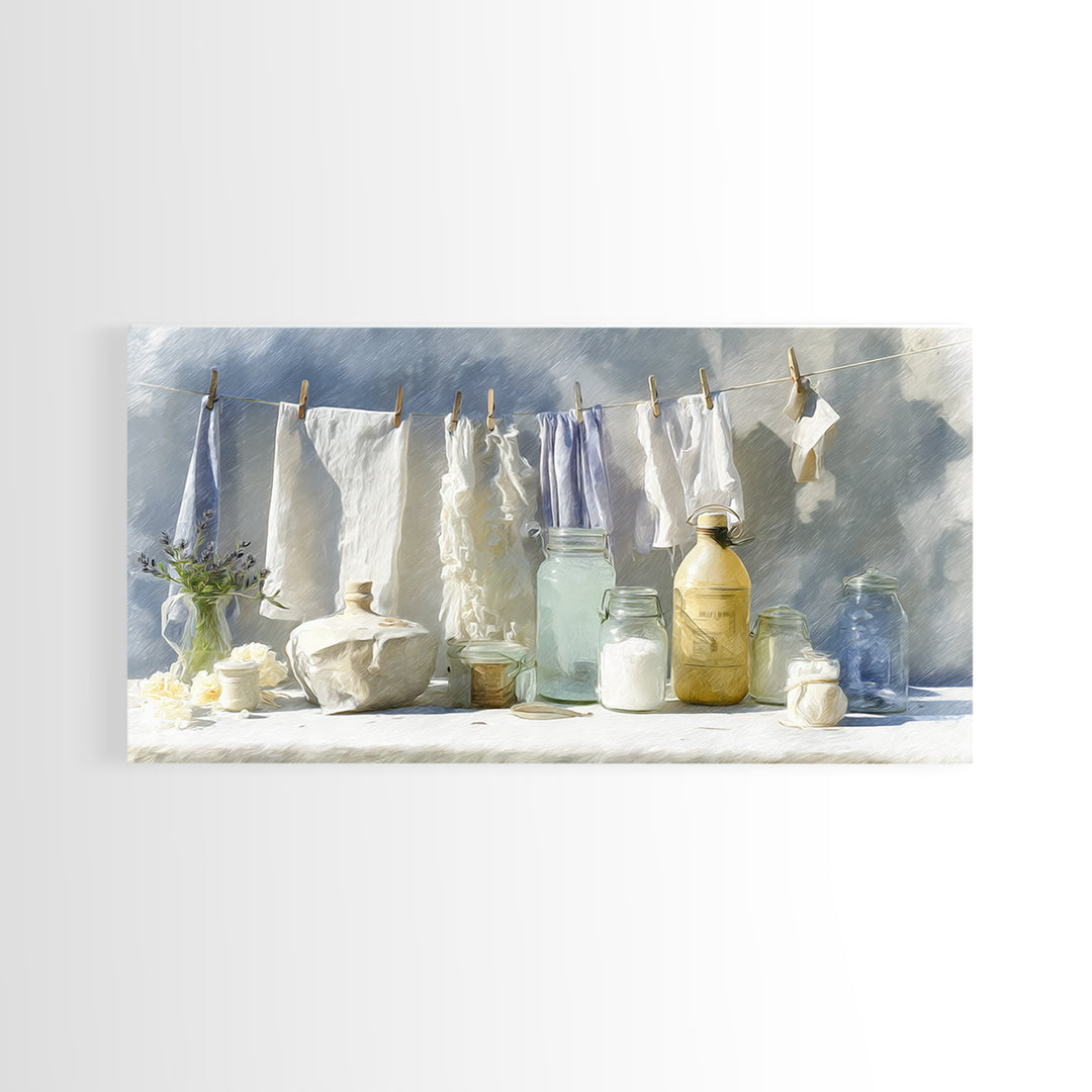 Farmhouse Laundry Sign Ornament Without Words Canvas Print, Laundry Room Art, Minimalist Decor, Living Room Decor, Clean, LRA-2x1-15