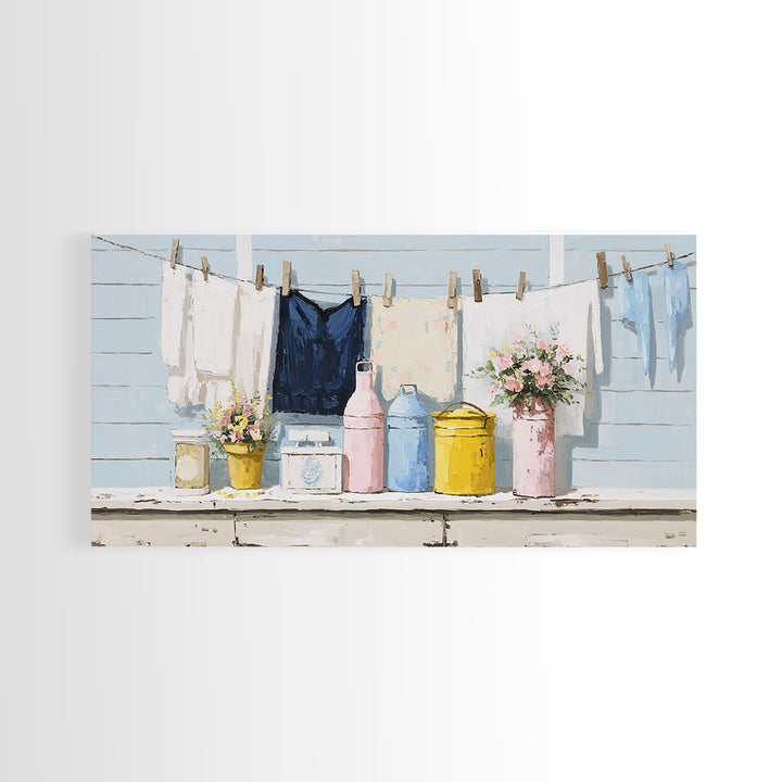 Farmhouse Laundry Sign Ornament Without Words Canvas Print, Laundry Room Art, Printable Wall Art, Living Room Decor, Clean, LRA-2x1-39