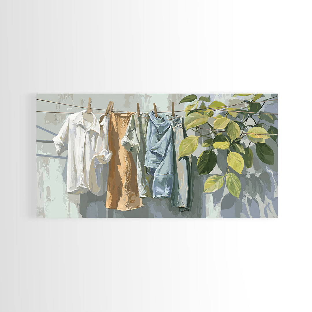 White Shirt on Hanger Canvas Print, Laundry Room Art, Contemporary Art, Living Room Decor, Fine Art, Clean, Farmhouse Decor, LRA-2x1-41