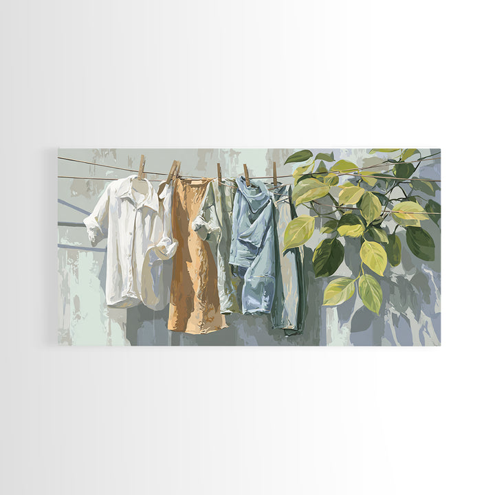 White Shirt on Hanger Canvas Print, Laundry Room Art, Contemporary Art, Living Room Decor, Fine Art, Clean, Farmhouse Decor, LRA-2x1-41
