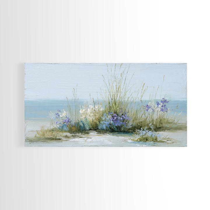 Fresh Air Meadow Landscape for Clean Mood Framed Canvas Print, Laundry Room Art, Oil Painting, Living Room Decor, Clean, LRA-2x1-43