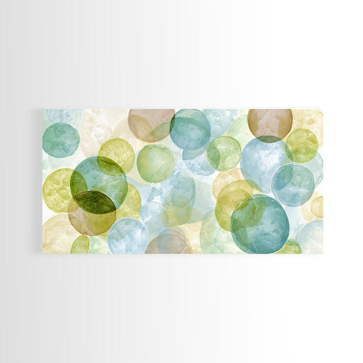 Soap Bubbles Rendered as Playful Abstract Circles Canvas Print, Laundry Room Art, Minimalist Decor, Living Room Decor, Clean, LRA-2x1-50