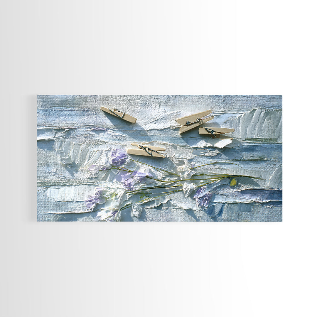 Linen Texture Abstract Framed Canvas Print, Laundry Room Art, Oil Painting, Living Room Decor, Abstract Art, Clean, LRA-2x1-56