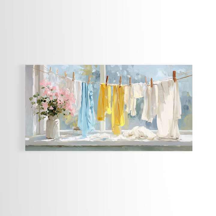 Fresh Air Meadow Landscape for Clean Mood Framed Canvas Print, Laundry Room Art, Apartment Wall Art, Living Room Decor, Clean, LRA-2x1-67
