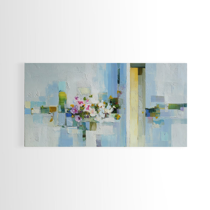 Linen Texture Abstract Framed Canvas Print, Laundry Room Art, Retro Wall Art, Living Room Decor, Clean, Digital Art Print, LRA-2x1-80