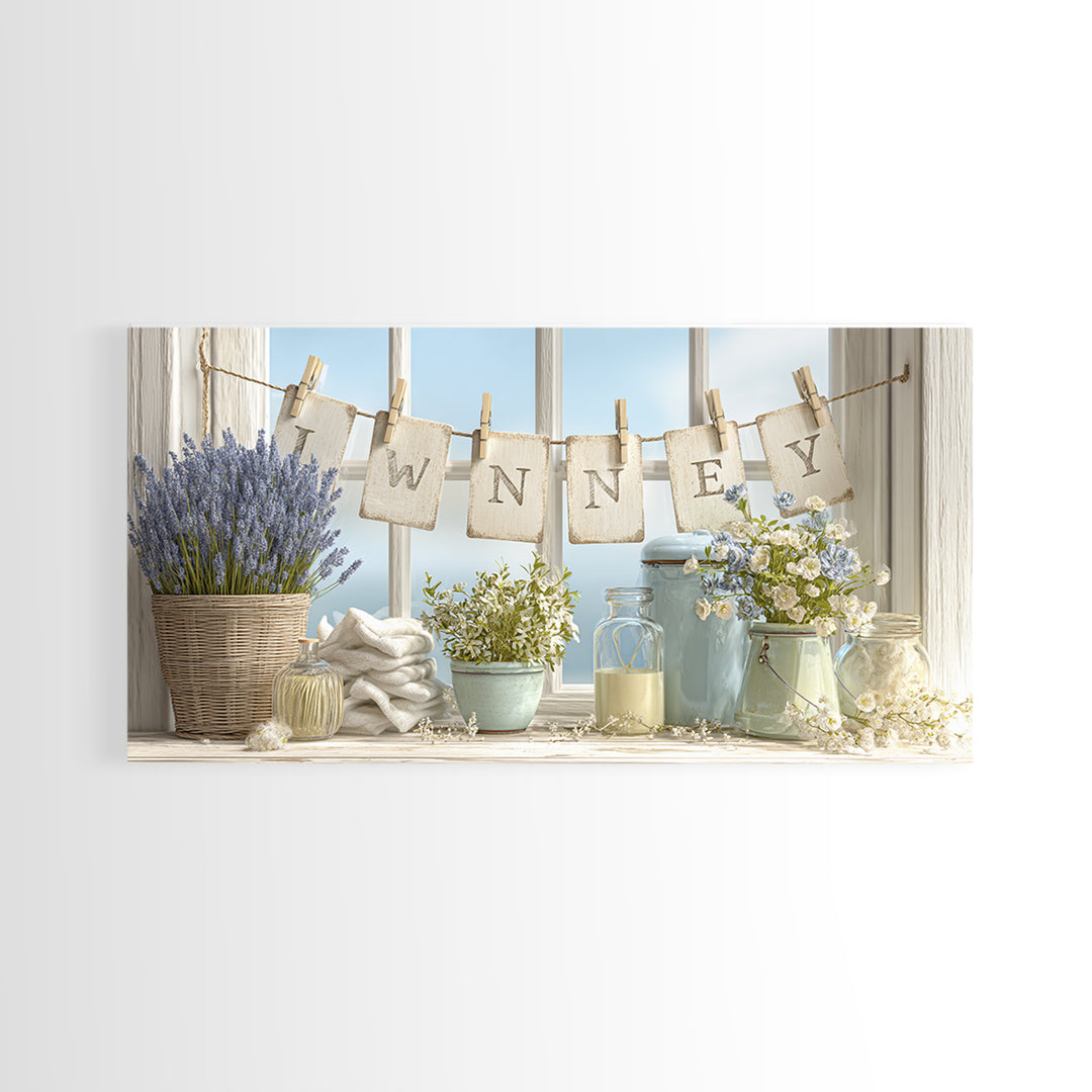Farmhouse Laundry Sign Ornament Without Words Canvas Print, Laundry Room Art, Farmhouse Wall Art, Living Room Decor, Clean, LRA-2x1-87