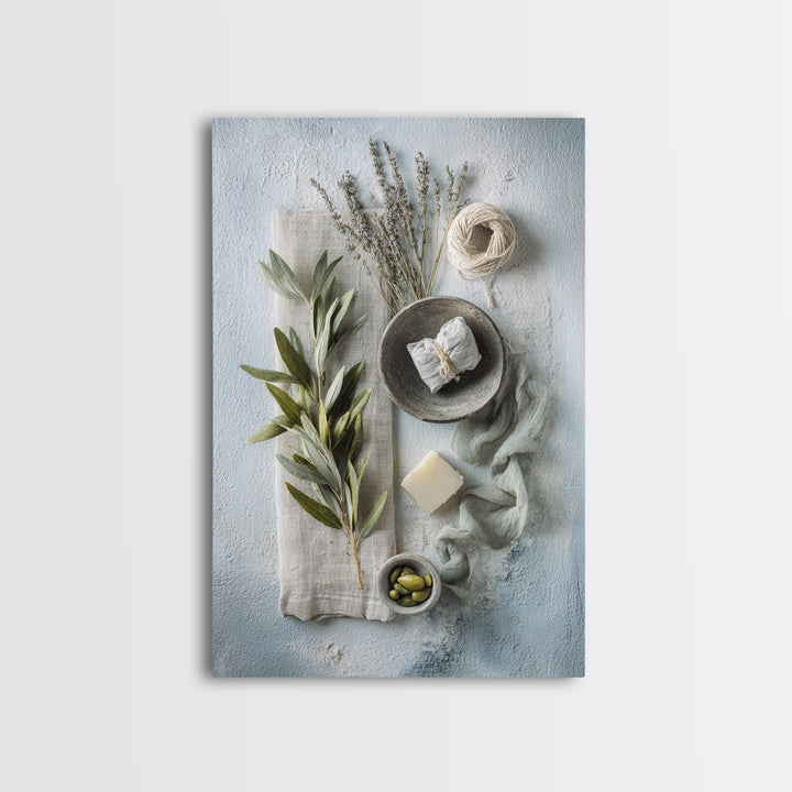 Lavender Sachet and Ribbon Still Life Framed Canvas Print, Laundry Room Art, Home Decor, Living Room Decor, Fine Art, Clean, LRA-2x3-1