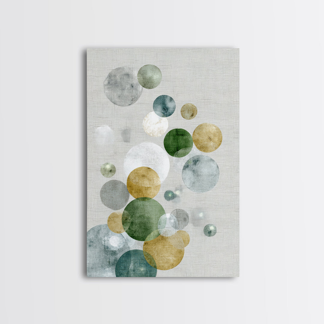 Soap Bubbles Rendered as Playful Abstract Circles Canvas Print, Laundry Room Art, Living Room Decor, Abstract Art, Clean, LRA-2x3-14