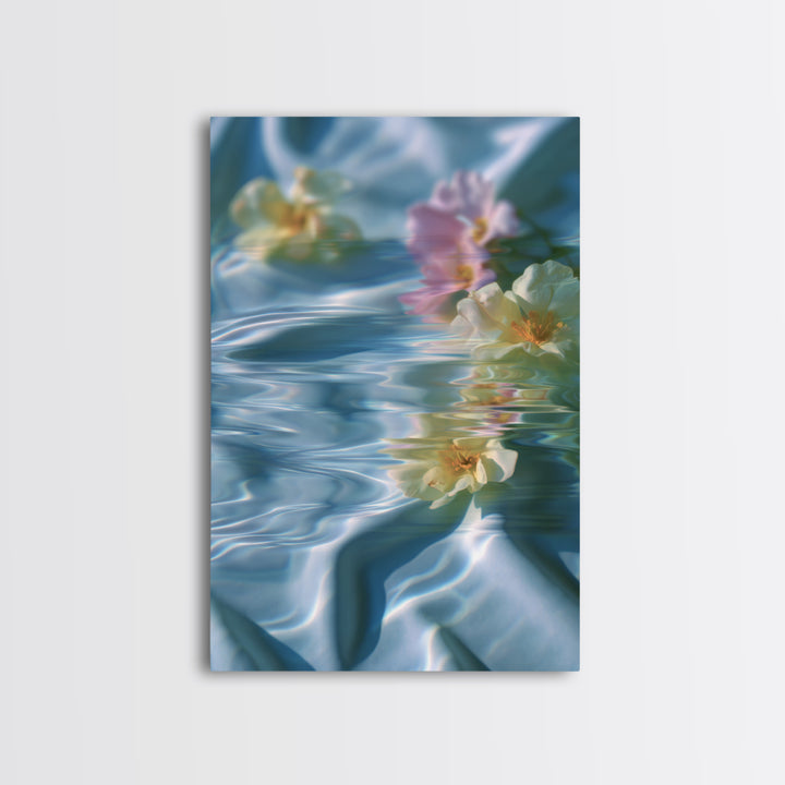 Clean Blue Water Ripple Abstraction Framed Canvas Print, Laundry Room Art, Boho Decor, Living Room Decor, Fine Art, Clean, LRA-2x3-2