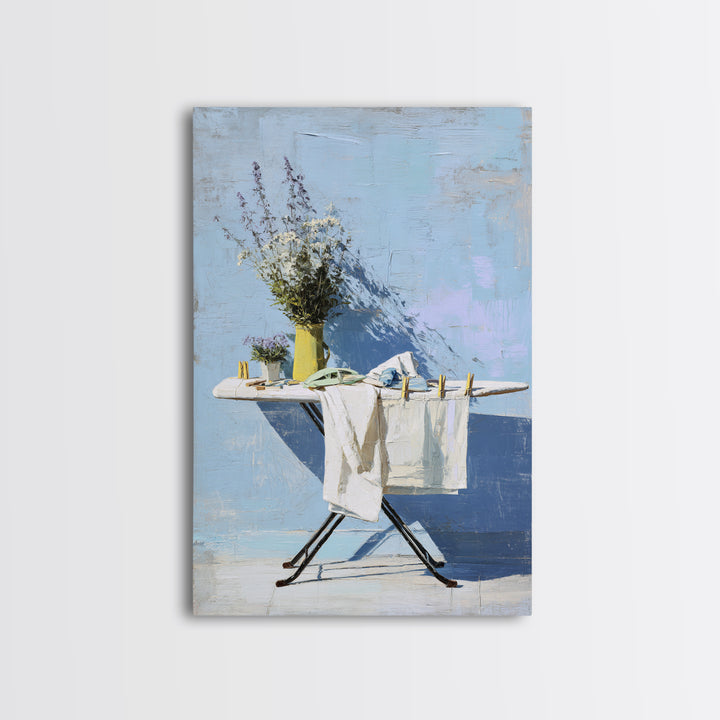 Ironing Board Still Life Framed Canvas Print, Laundry Room Art, Neutral Decor, Living Room Decor, Fine Art, Clean, Home Decor, LRA-2x3-56
