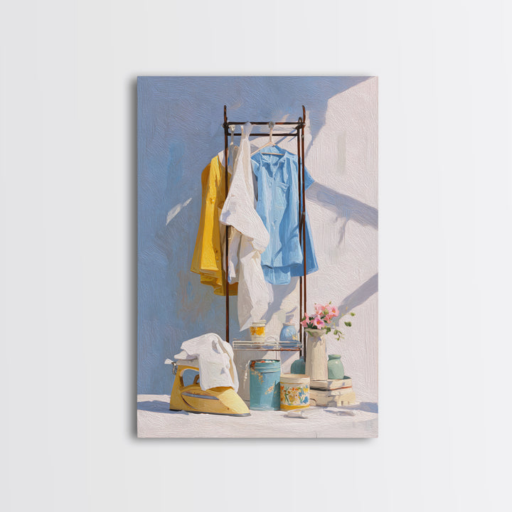 Retro Iron Illustration Canvas Print, Laundry Room Art, Printable Art, Living Room Decor, Fine Art, Clean, Whimsical Art, LRA-2x3-65