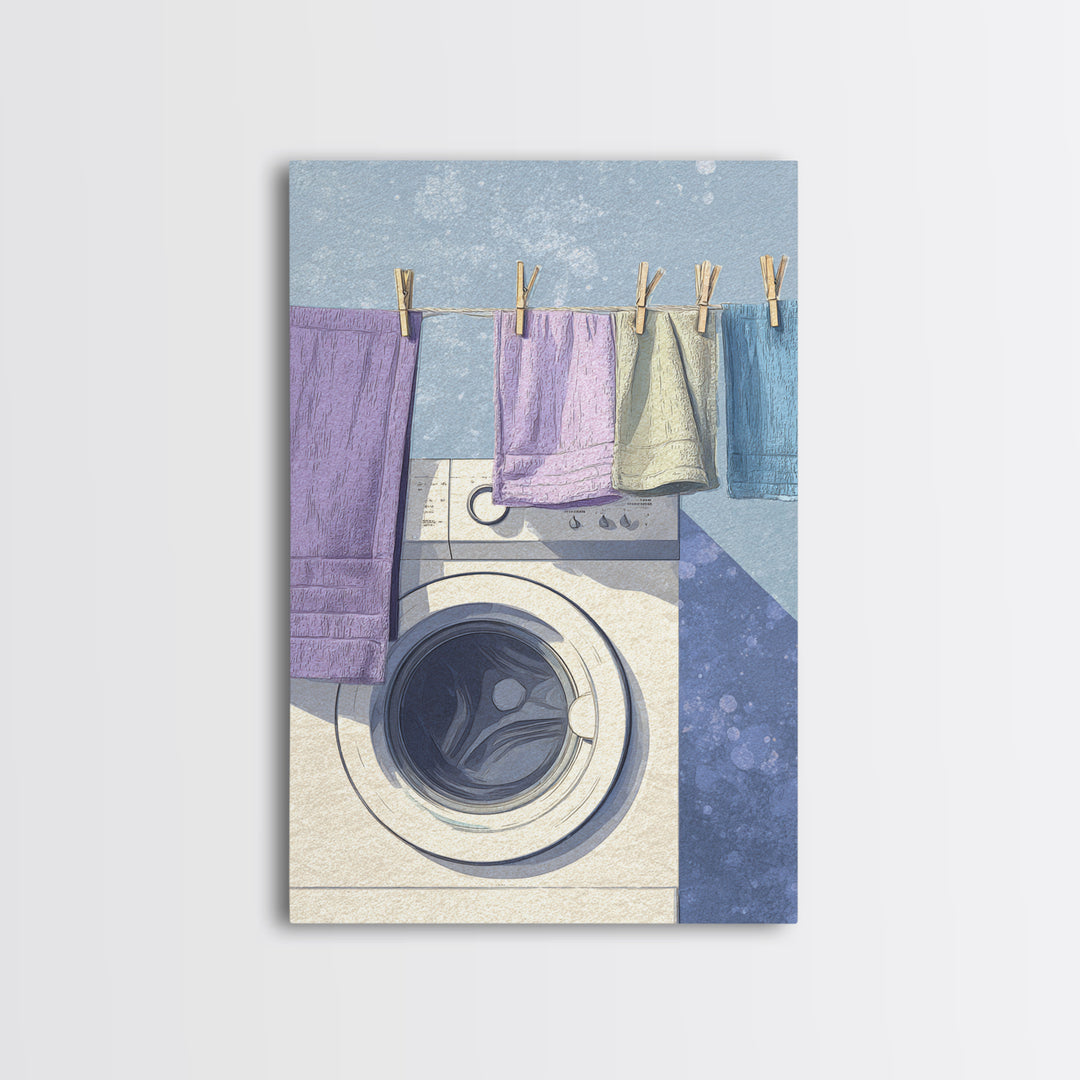 Washing Machine Icon Graphic Without Text Canvas Print, Laundry Room Art, Wall Decor, Living Room Decor, Oil Painting, Clean, LRA-2x3-66