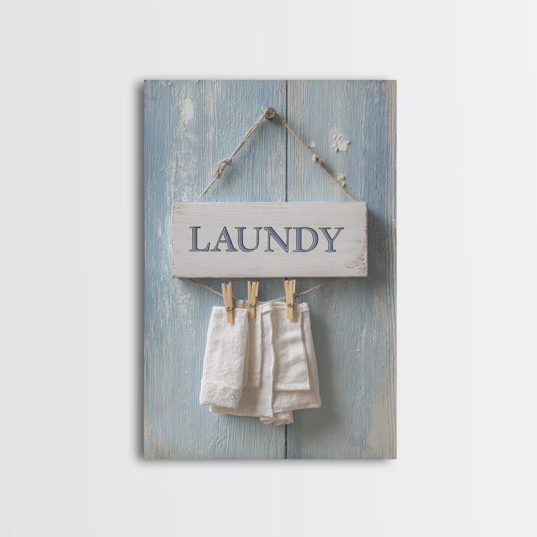Farmhouse Laundry Sign Ornament Without Words Framed Canvas Print, Laundry Room Art, Artwork, Living Room Decor, Clean, LRA-2x3-75