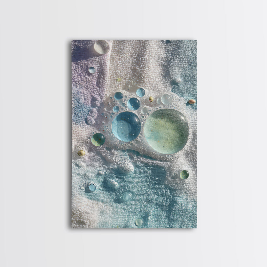 Abstract Suds and Bubbles Framed Canvas Print, Laundry Room Art, Printable Wall Art, Living Room Decor, Abstract Art, Clean, LRA-2x3-78