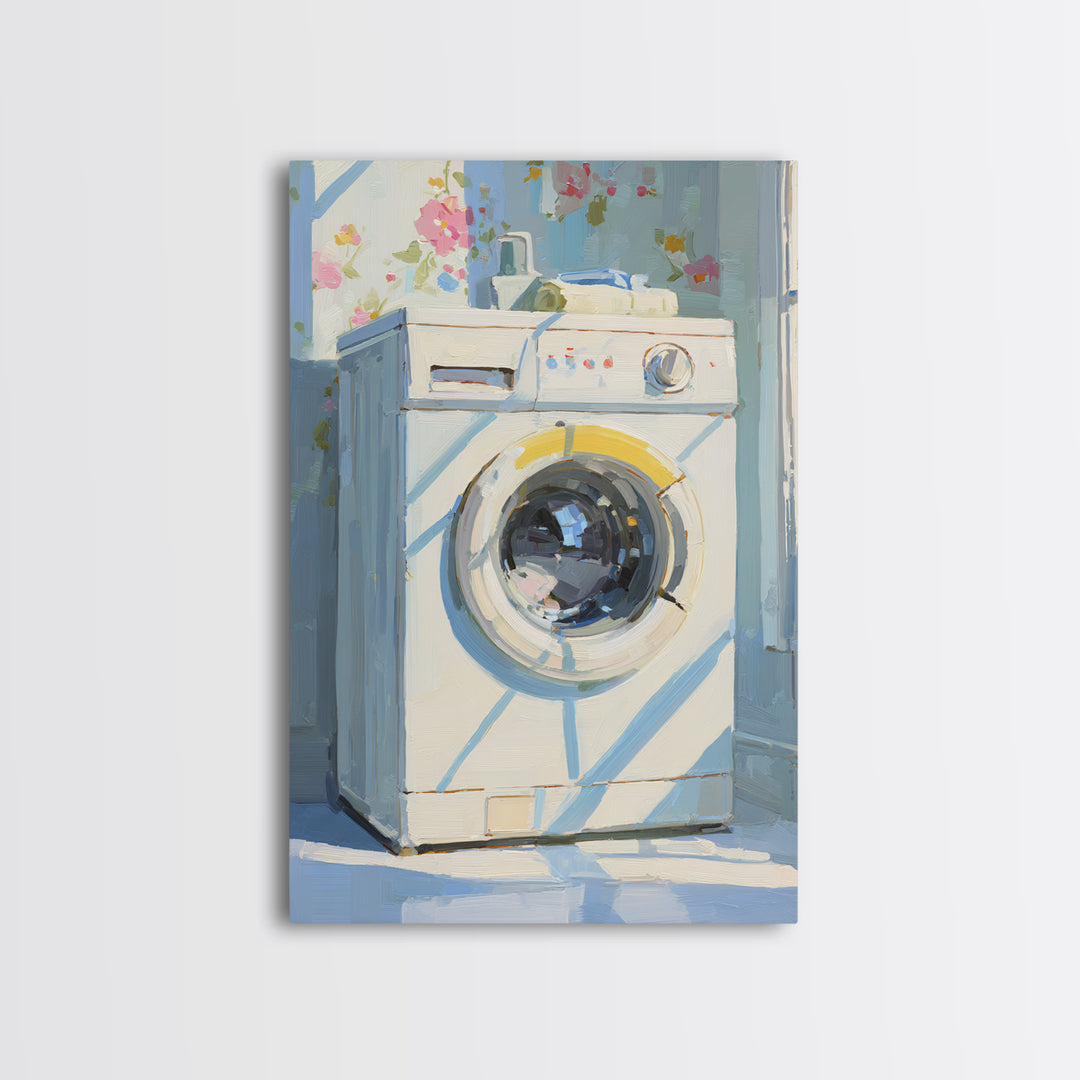 Washing Machine Icon Graphic Without Text Framed Canvas Print, Laundry Room Art, Artwork, Living Room Decor, Fine Art, Clean, LRA-2x3-90