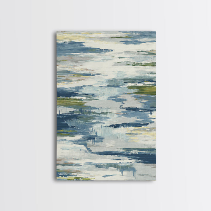 Clean Blue Water Ripple Abstraction Framed Canvas Print, Laundry Room Art, Digital Art, Living Room Decor, Abstract Art, Clean, LRA-2x3-98