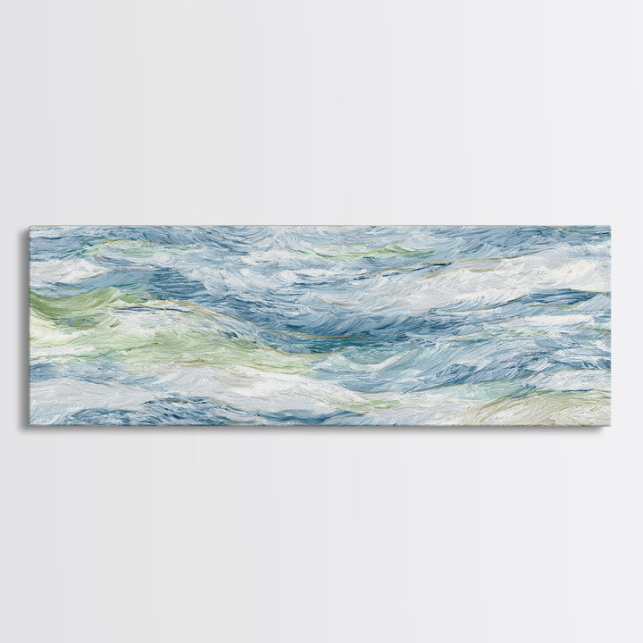 Clean Blue Water Ripple Abstraction Framed Canvas Print, Laundry Room Art, Wall Decor, Living Room Decor, Abstract Art, Clean, LRA-3x1-10
