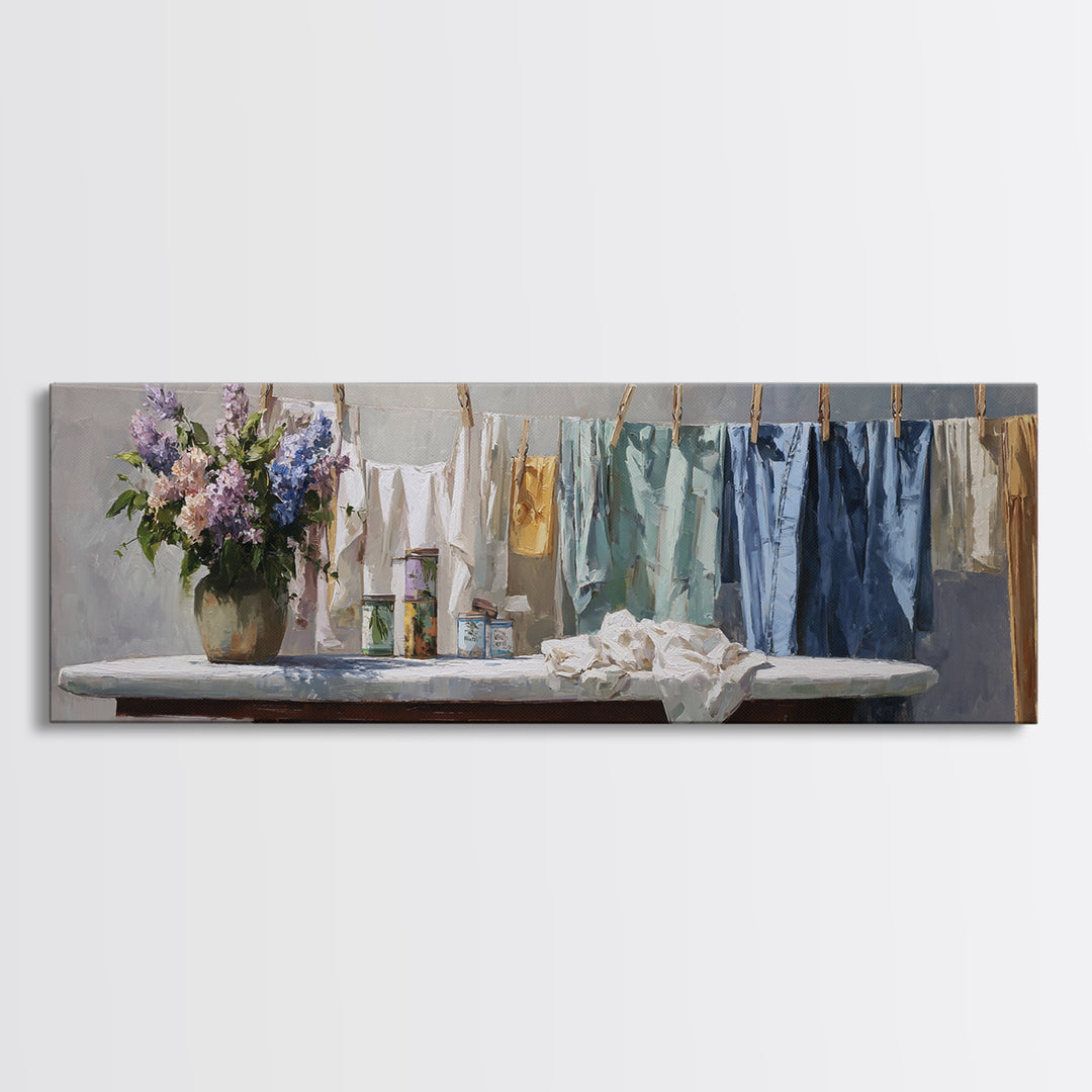 Ironing Board Still Life Canvas Print, Laundry Room Art, Minimalist Wall Art, Living Room Decor, Fine Art, Clean, Neutral Decor, LRA-3x1-16
