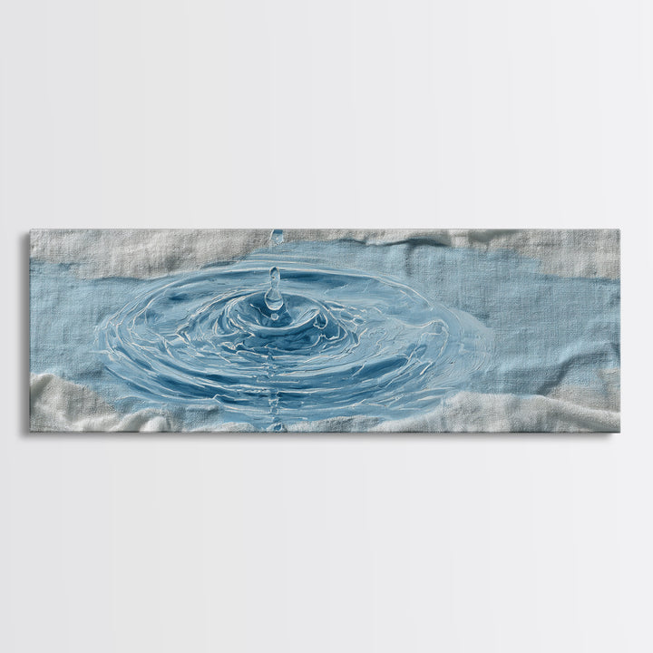 Clean Blue Water Ripple Abstraction Canvas Print, Laundry Room Art, Artwork, Living Room Decor, Clean, Minimalist Wall Art, LRA-3x1-34