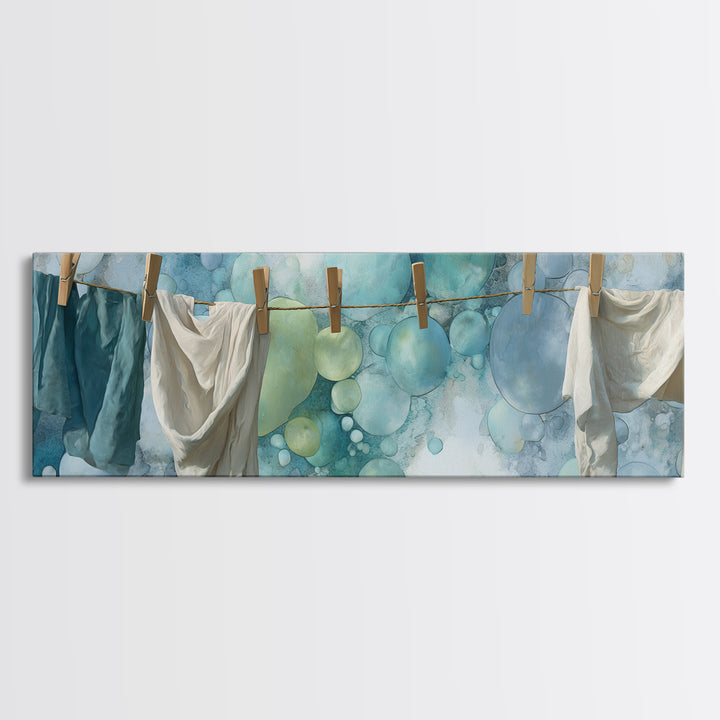 Abstract Suds and Bubbles Canvas Print, Laundry Room Art, Digital Print, Living Room Decor, Fine Art, Clean, Custom Wall Art, LRA-3x1-38