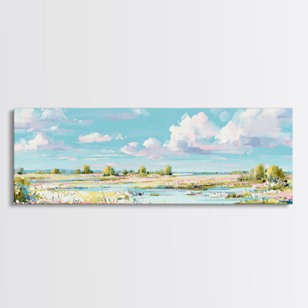 Fresh Air Meadow Landscape for Clean Mood Canvas Print, Laundry Room Art, Fine Art Print, Living Room Decor, Oil Painting, LRA-3x1-39