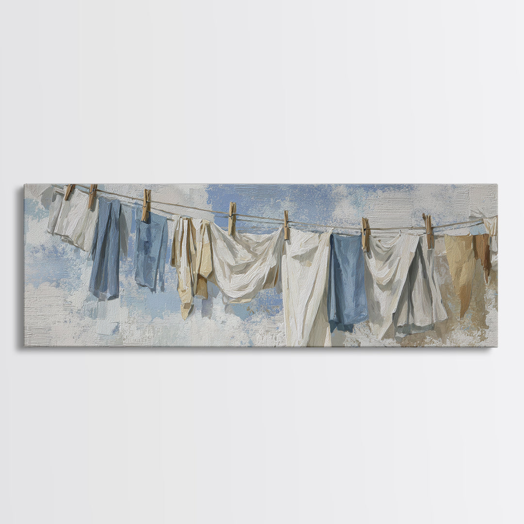 Linen Texture Abstract Canvas Print, Laundry Room Art, Whimsical Art, Living Room Decor, Abstract Art, Clean, Statement Artwork, LRA-3x1-4
